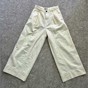 Everlane wide leg off-white cotton pants, size 4